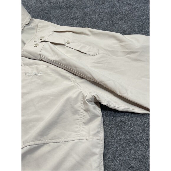 LL Bean Shirt Mens Large Khaki No Fly Zone Vented Roll Tab Sleeve Gorpcore Lg - Picture 4 of 16